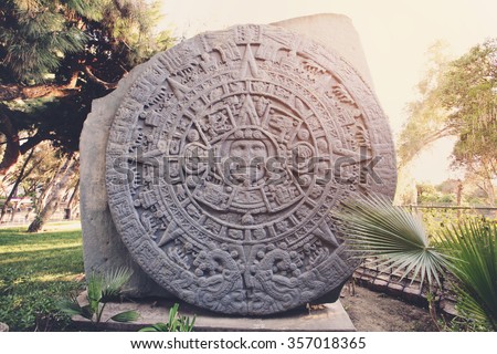 Sculpture of Ancient Mayan Calendar in Tijuana ZOO, Mexico
 Royalty-Free Stock Photo #357018365