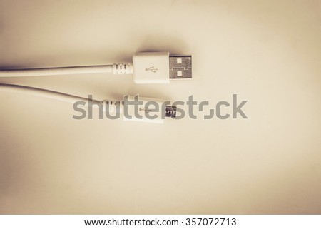 Macro Of A Mini USB Plug And Type A USB Plug, vintage color