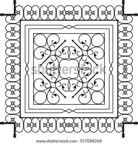 Wrought Iron Fireplace Grill Raster Illustration