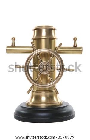 A golden helm isolated on a white background