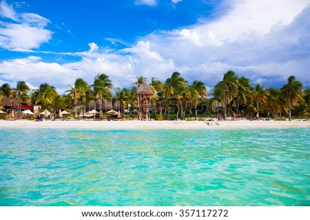 Norten beach on colorful Isla Mujeres island near Cancun in Mexico. Latin America.

 Royalty-Free Stock Photo #357117272