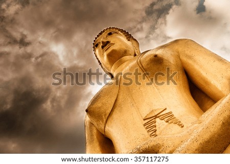 buddha statue in the dark sky