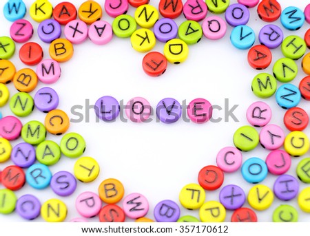 The word ''love'' letters