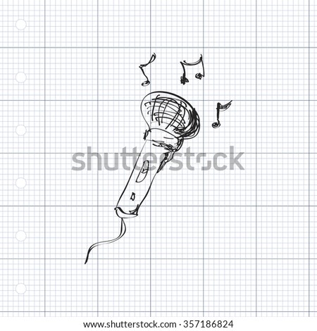 Simple hand drawn doodle of a microphone