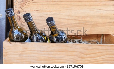 bottle of wine in wooden box

