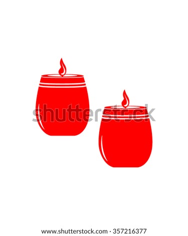 candle burning icon color red set  on white background vector illustration 