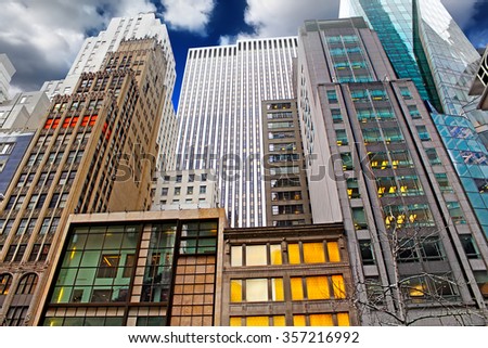The New York City Manhattan Skyline with blue sky, U.S.A.