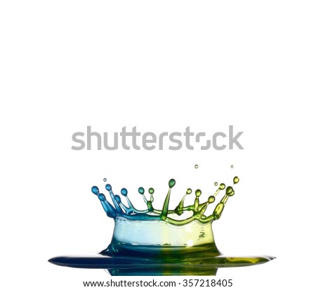 yellow and blue liquid drop 