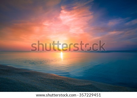 Early morning , sunrise over sea Royalty-Free Stock Photo #357229451