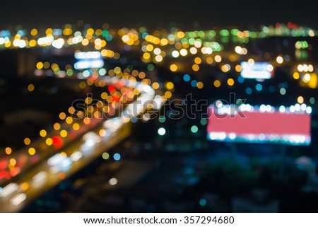 Blurred bokeh city highway curved night view
