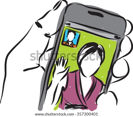 couple at phone conversation illustration