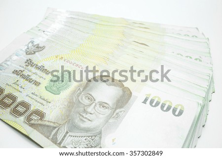 Thai money banknote on white background, stock photo