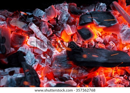 fire flames with sparks on the coals