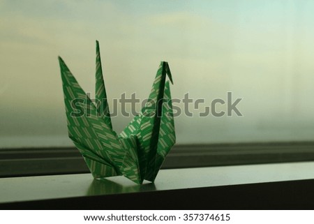 Crane in origami paper