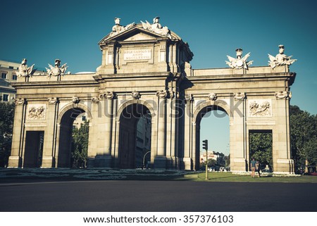 The famous Puerta de Alcala at Independence Square - Madrid Spain