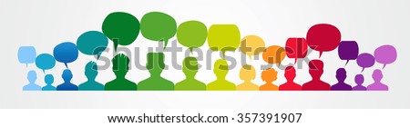 Icons of people with speech bubbles. People Chatting. Vector illustration of a communication concept, relating to feedback, reviews and discussion. 
 Royalty-Free Stock Photo #357391907