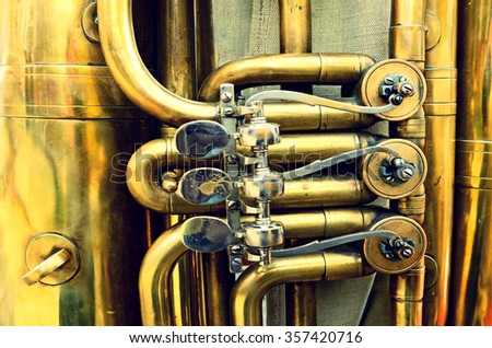 Elements of the musical pipes close up (vintage style)