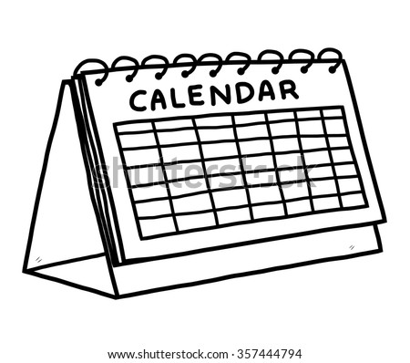 calendar / cartoon vector and illustration, black and white, hand drawn, sketch style, isolated on white background.