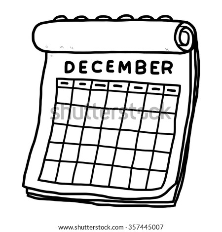 calendar of december / cartoon vector and illustration, black and white, hand drawn, sketch style, isolated on white background.