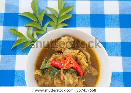 Thai food, yellow curry with pork