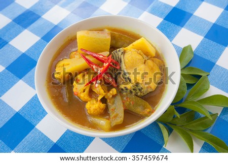 Thai food, yellow curry with fish
