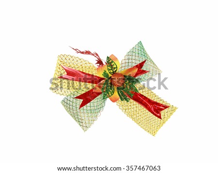Lace fabric with bow on a white background