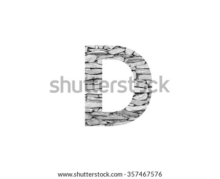 Alphabet made from stone wall, isolated on white background
