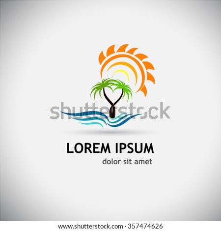 logo palm trees sun wave. Vector