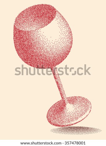 Wine Glass Stipple Effect Raster Illustration