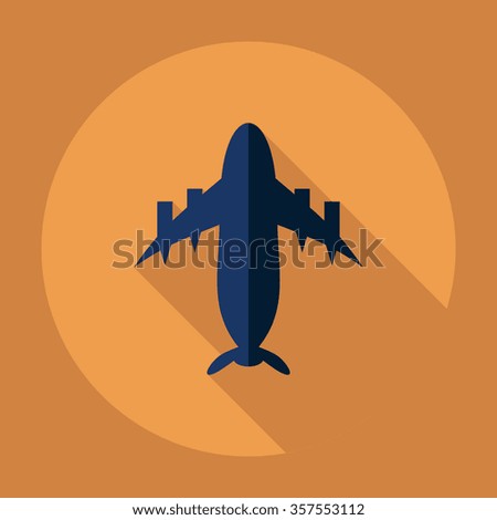 Flat modern design with shadow Icon  plane aircraft