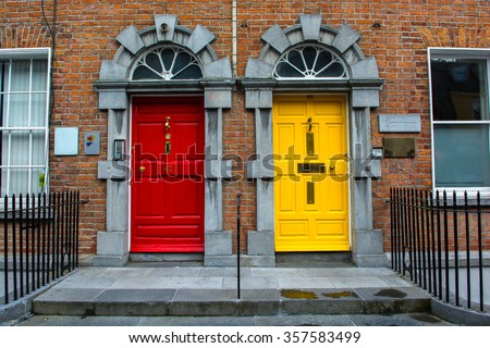 Colorful Doors in Kilkenny in Ireland Royalty-Free Stock Photo #357583499
