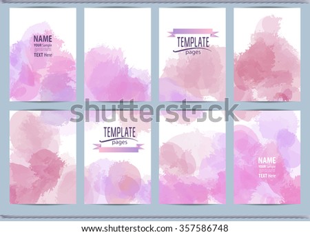 Set of templates brochure, cover and sheets. Abstract painted background.