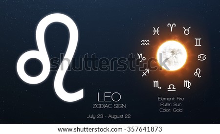 Zodiac sign - Leo. Cool astrologic infographics. Elements of this image furnished by NASA