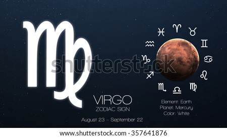 Zodiac sign - Virgo. Cool astrologic infographics. Elements of this image furnished by NASA