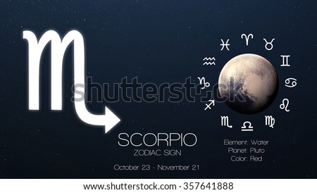 Zodiac sign - Scorpio. Cool astrologic infographics. Elements of this image furnished by NASA