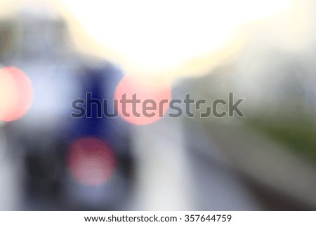 Bokeh on the road in the morning. In Thailand.Abstract blurred background : Traffic jam in the morning rush hour.