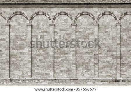 Classical old wall in Pisa, Tuscany, Italy