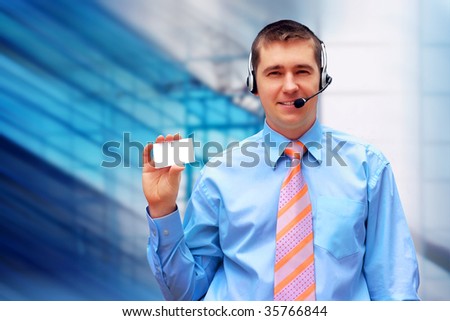 Happiness businessmens with card