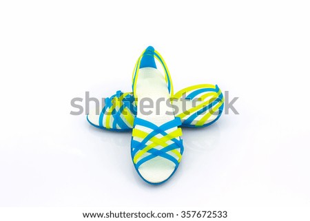 Colorful of Sandals shoes / flip flops on white background.