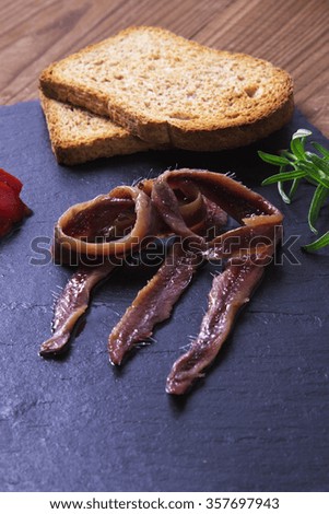 anchovies on slate