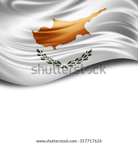 Cyprus flag of silk with copyspace for your text or images and White background