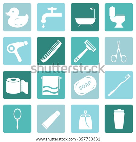Vector Set of Bathroom and Hygiene Icons.