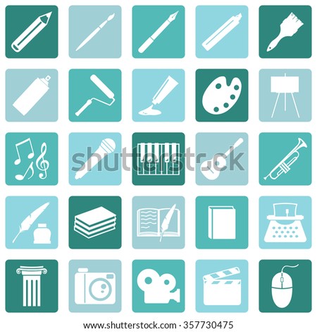 Vector Set of Art Icons. Drawing, Music, Writing and Other.