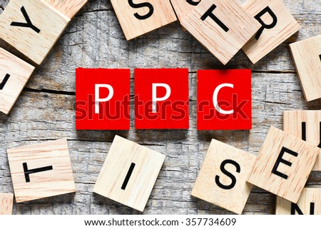 Red Wooden letters spelling PPC - Pay per click