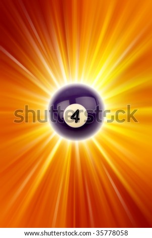 Number four billiard ball on bright background