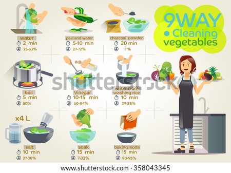 Style vegetables are cooking, cook the infographic. Royalty-Free Stock Photo #358043345