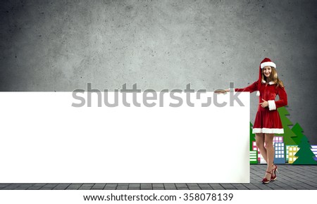 Santa woman with banner
