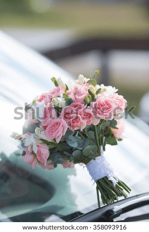Colorful bridal beautiful bouquet of different flowers