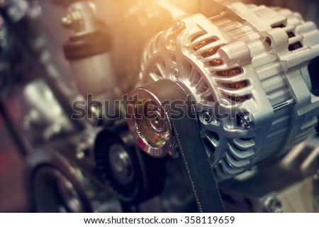 colorful car engine part Royalty-Free Stock Photo #358119659