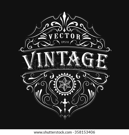 Antique label typography vintage frame design vector Royalty-Free Stock Photo #358153406
